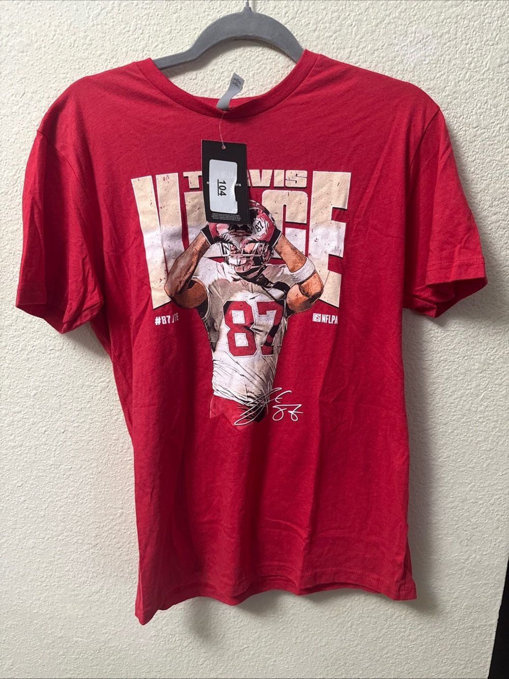 Next Level Apparel Red Travis Kelce Football Graphic Short Sleeve Tee